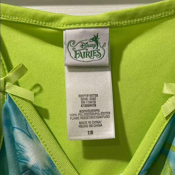 Disney Fairies Green Tinkerbell Floral Night Dress 7/8 - Picture 8 of 8
